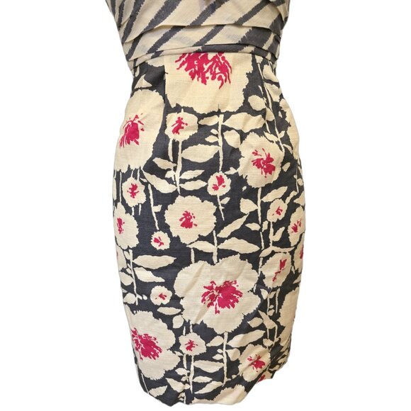 Nanette Lepore Linen & Silk Shift Dress Beaded Floral Brunch Sleeveless Party 0 - Picture 4 of 13